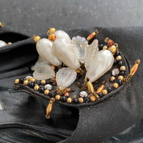 Manolo Blahnik Black Heels with Pearl Embellishments - Picture 3 of 4